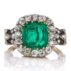 Colombian cushion cut vintage emerald ring