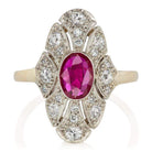Antique Vertical Ruby & Diamond Engagement Ring