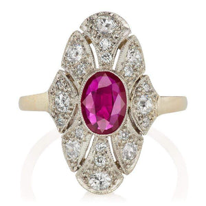 Antique Vertical Ruby & Diamond Engagement Ring