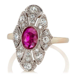 Antique Vertical Ruby & Diamond Engagement Ring