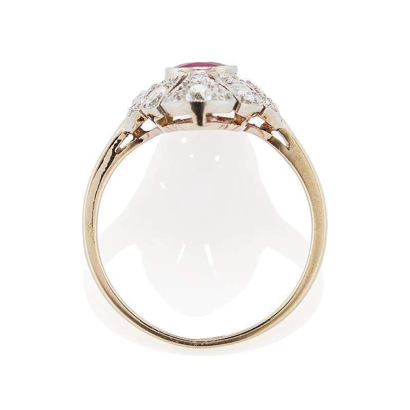 Antique Vertical Ruby & Diamond Engagement Ring