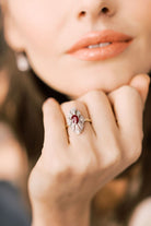 Antique Vertical Ruby & Diamond Engagement Ring