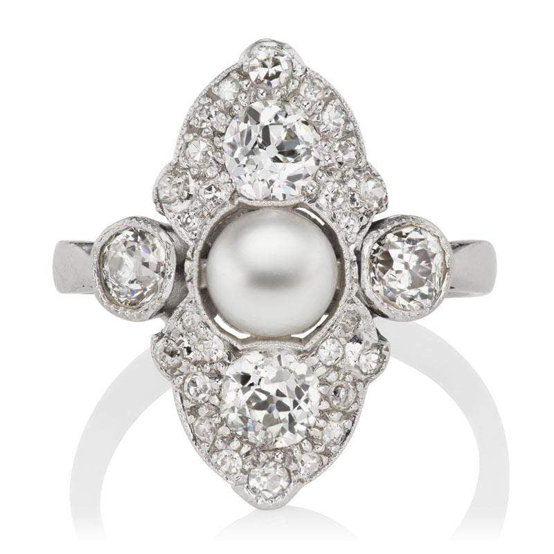 Edwardian Pearl & Diamond Vintage Engagement Ring