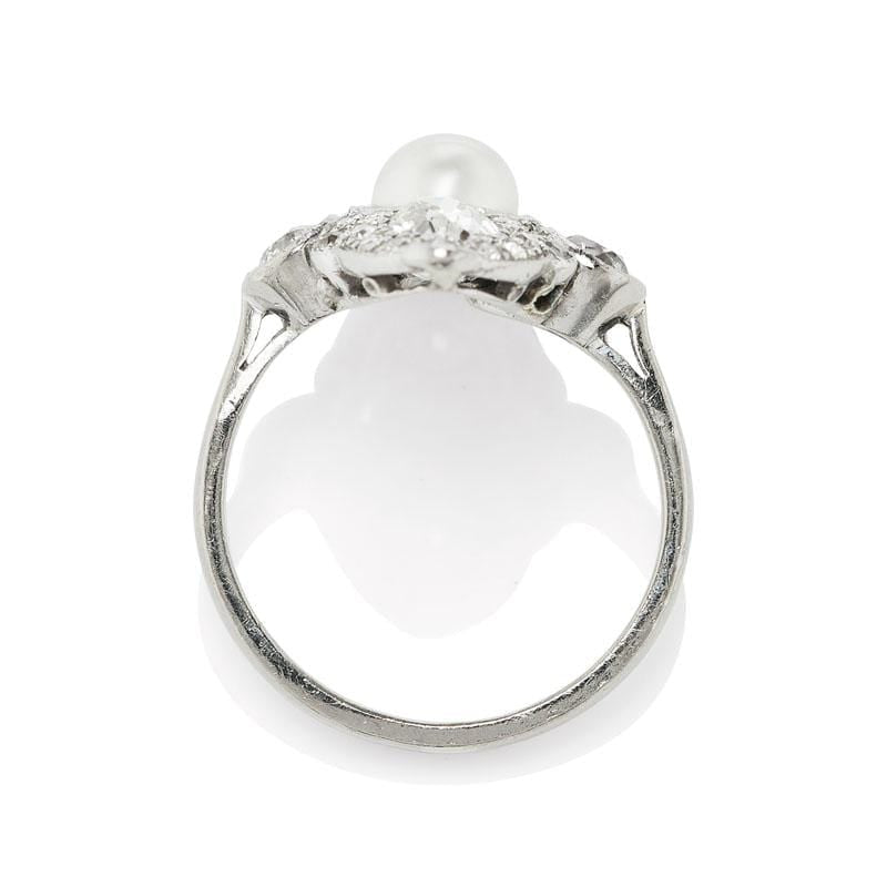 Edwardian Pearl & Diamond Vintage Engagement Ring