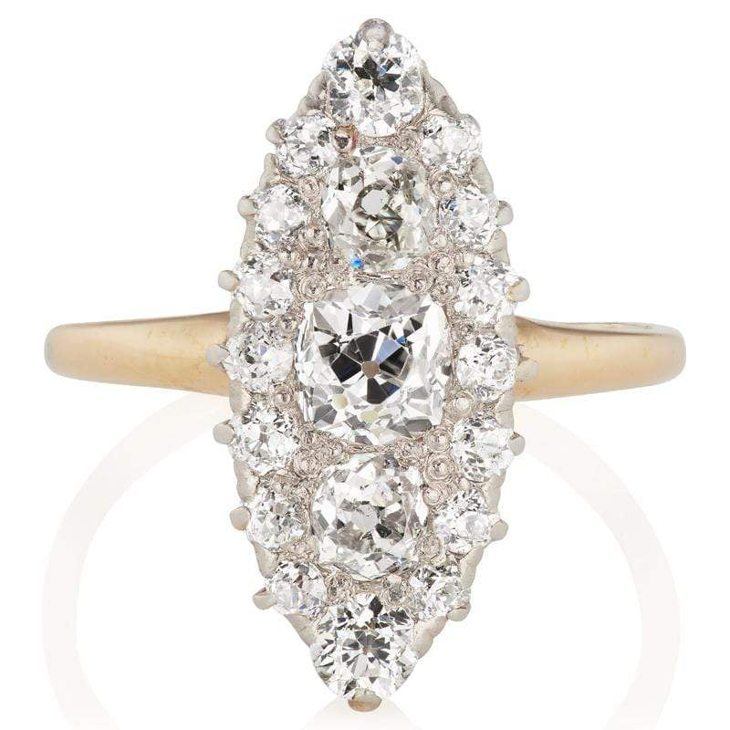 Marquise Shaped Diamond Cluster Engagement Ring