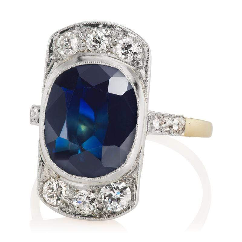 Unique Bezel Set Sapphire & Diamond Engagement Ring