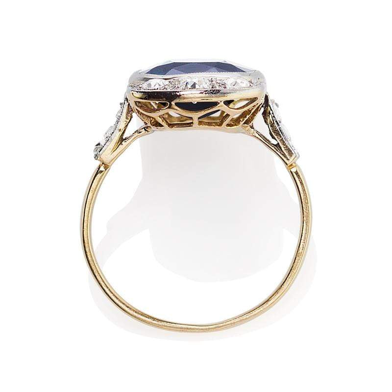 Unique Bezel Set Sapphire & Diamond Engagement Ring