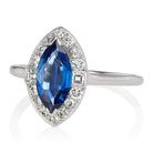 Marquise Sapphire & Diamond Halo Vintage Engagement Ring