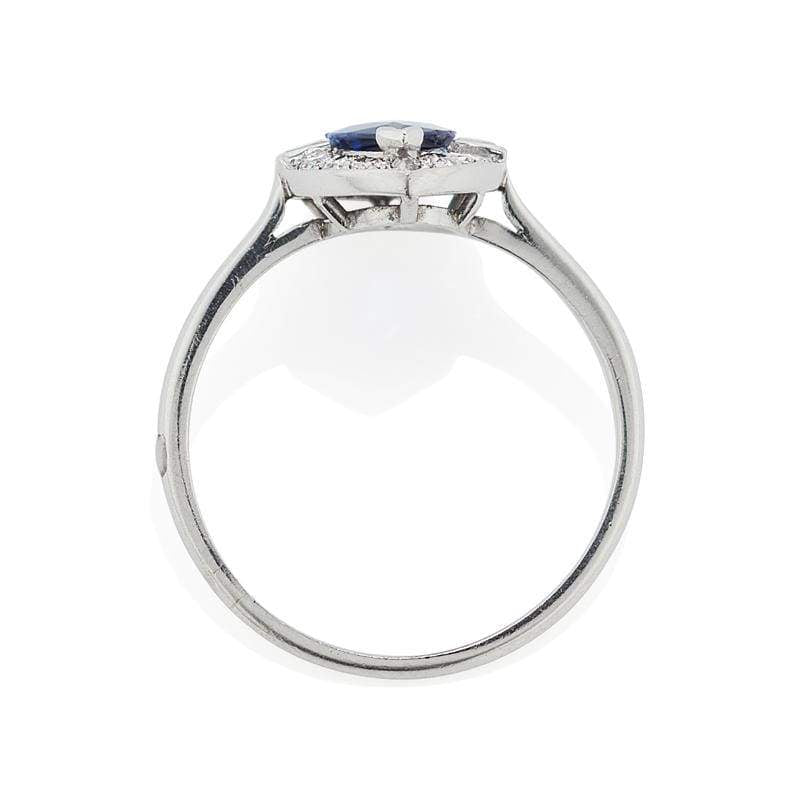 Marquise Sapphire & Diamond Halo Vintage Engagement Ring