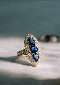 Vintage Pear Cut Sapphire Diamond Ring