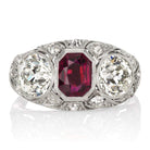Edwardian Bezel Set Ruby & Diamond Engagement Ring