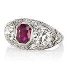 Edwardian Bezel Set Ruby & Diamond Engagement Ring