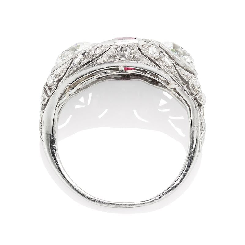 Edwardian Bezel Set Ruby & Diamond Engagement Ring