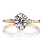 Four Double Prong Antique Diamond Ring - 18kt Yellow Gold