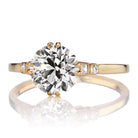 Four Double Prong Antique Diamond Ring - 18kt Yellow Gold