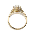 Four Double Prong Antique Diamond Ring - 18kt Yellow Gold