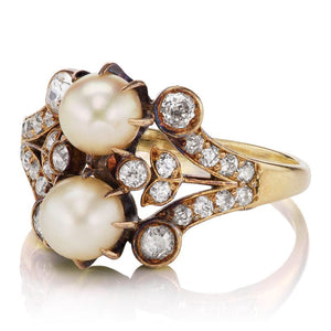 Victorian Pearl Toi et Moi Ring