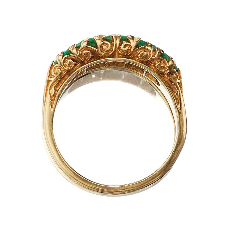 Vintage 5 Stone Emerald Ring circa 1890