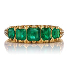 Vintage 5 Stone Emerald Ring circa 1890