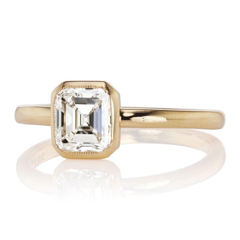 Gold Bezel Set Emerald Cut Diamond Ring