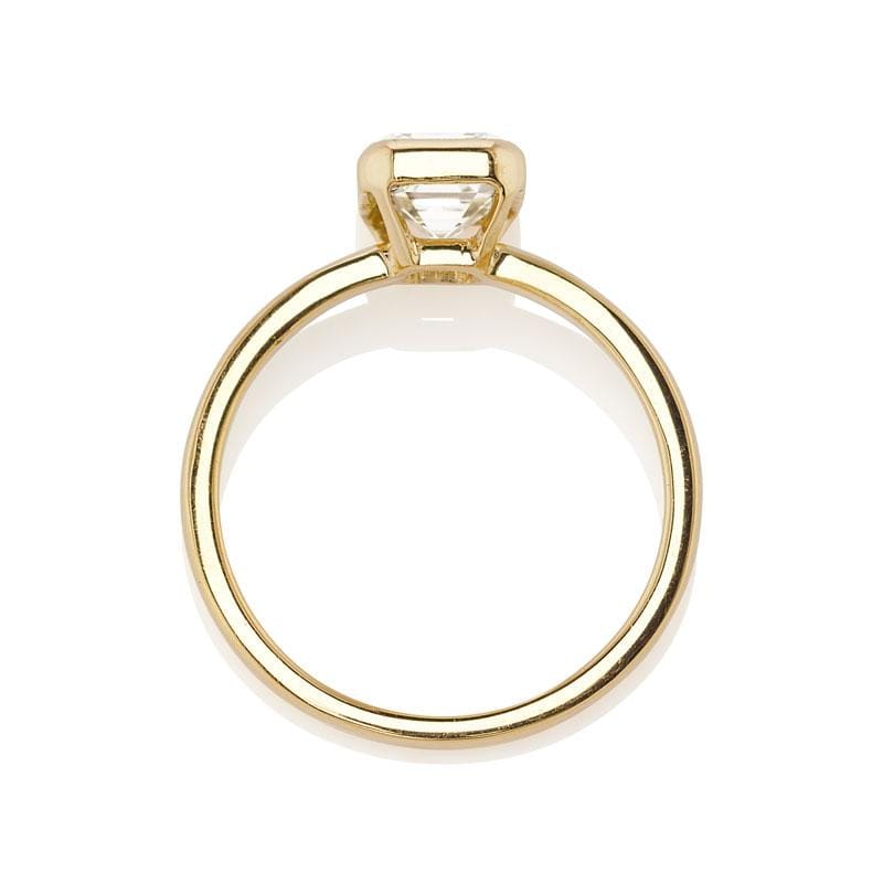 Gold Bezel Set Emerald Cut Diamond Ring