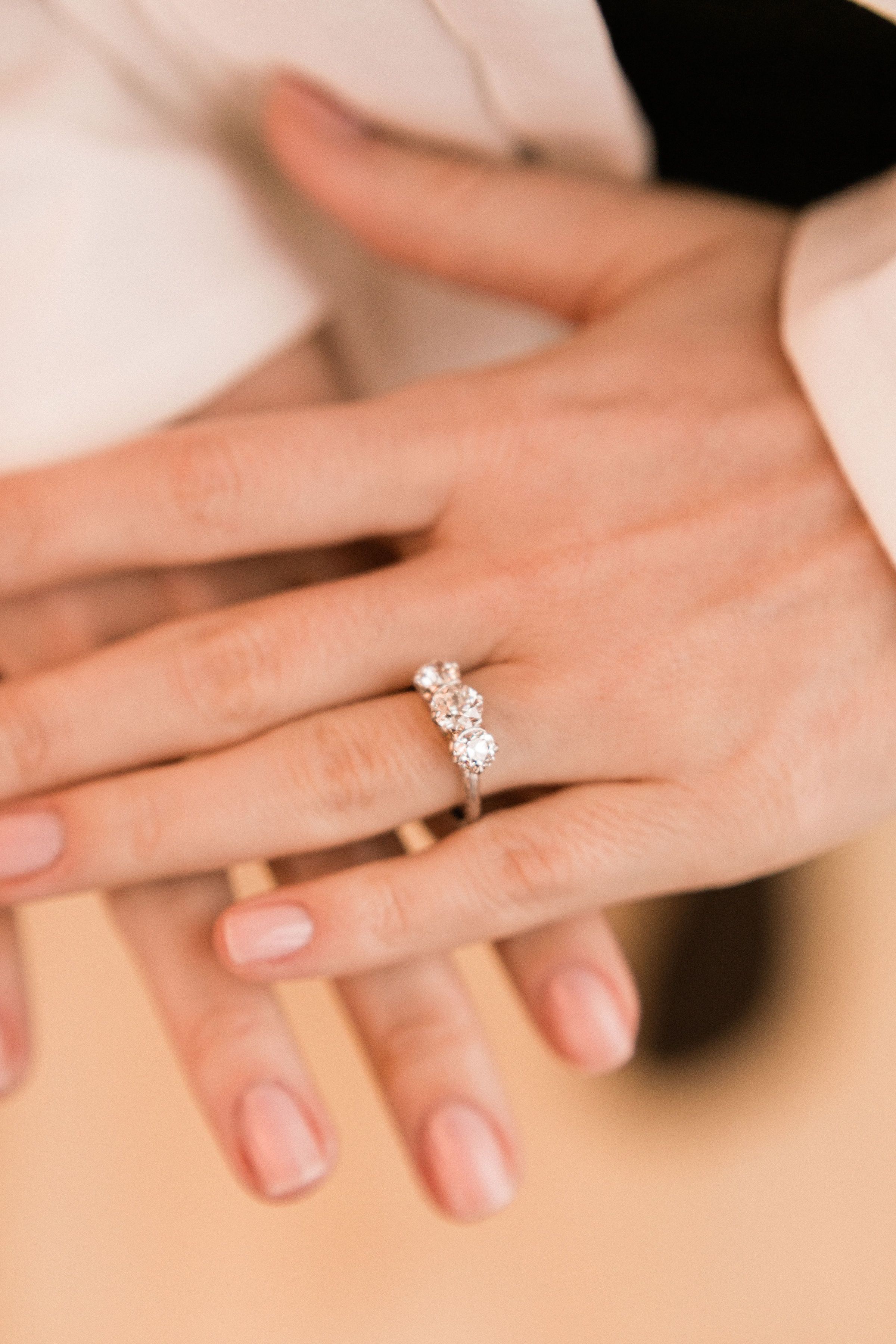 Tiffany & Co. Platinum Three Stone Engagement Ring