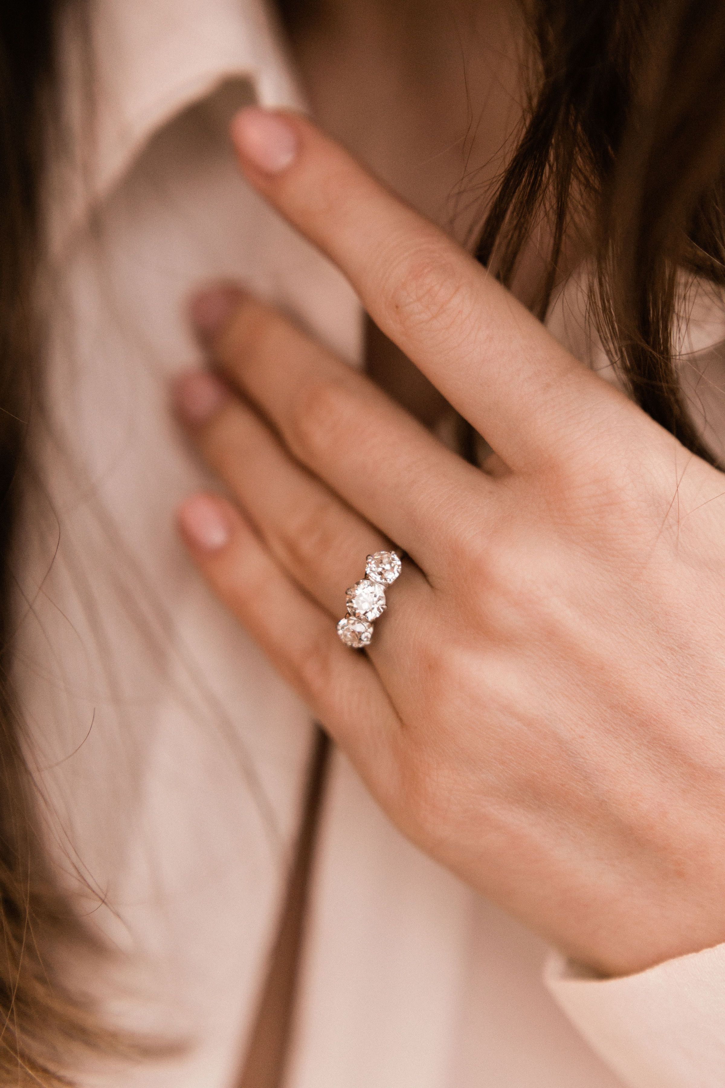 Tiffany & Co. Platinum Three Stone Engagement Ring