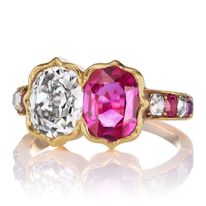 Vintage pink sapphire Toi et Moi ring