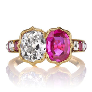 Vintage pink sapphire Toi et Moi ring