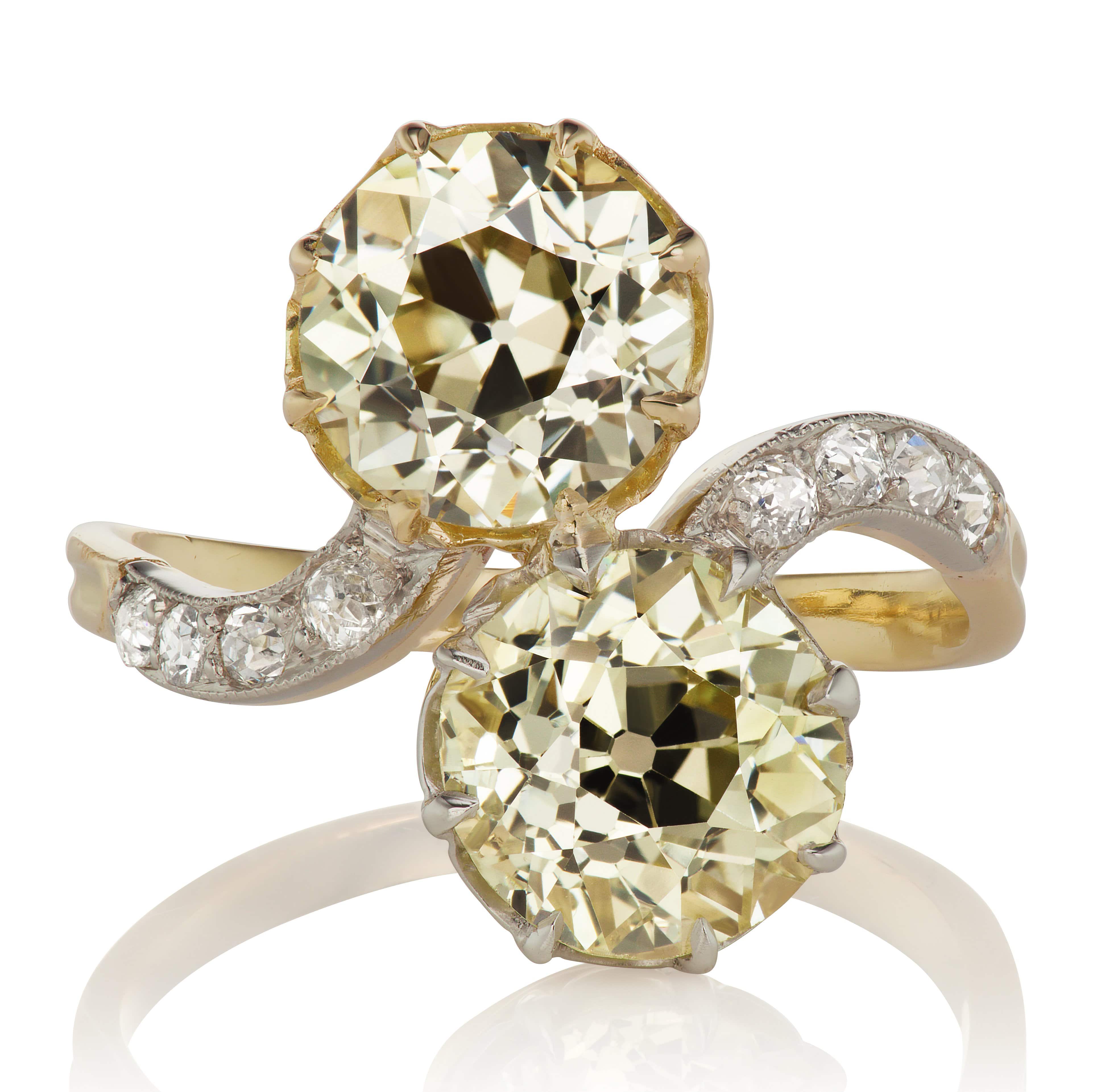 Edwardian Two Tone Toi et Moi Engagement Ring