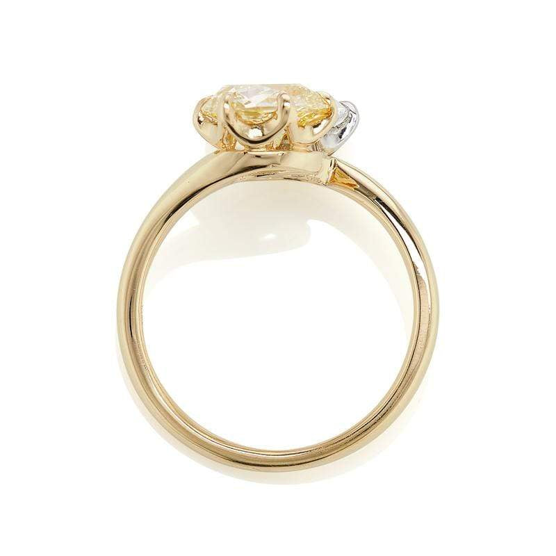 Pear Cut Diamond & Yellow Diamond Vintage Toi et Moi Engagement Ring