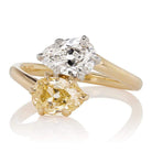 Pear Cut Diamond & Yellow Diamond Vintage Toi et Moi Engagement Ring