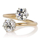 Toi et Moi Style Diamond Ring in a Platinum Basket