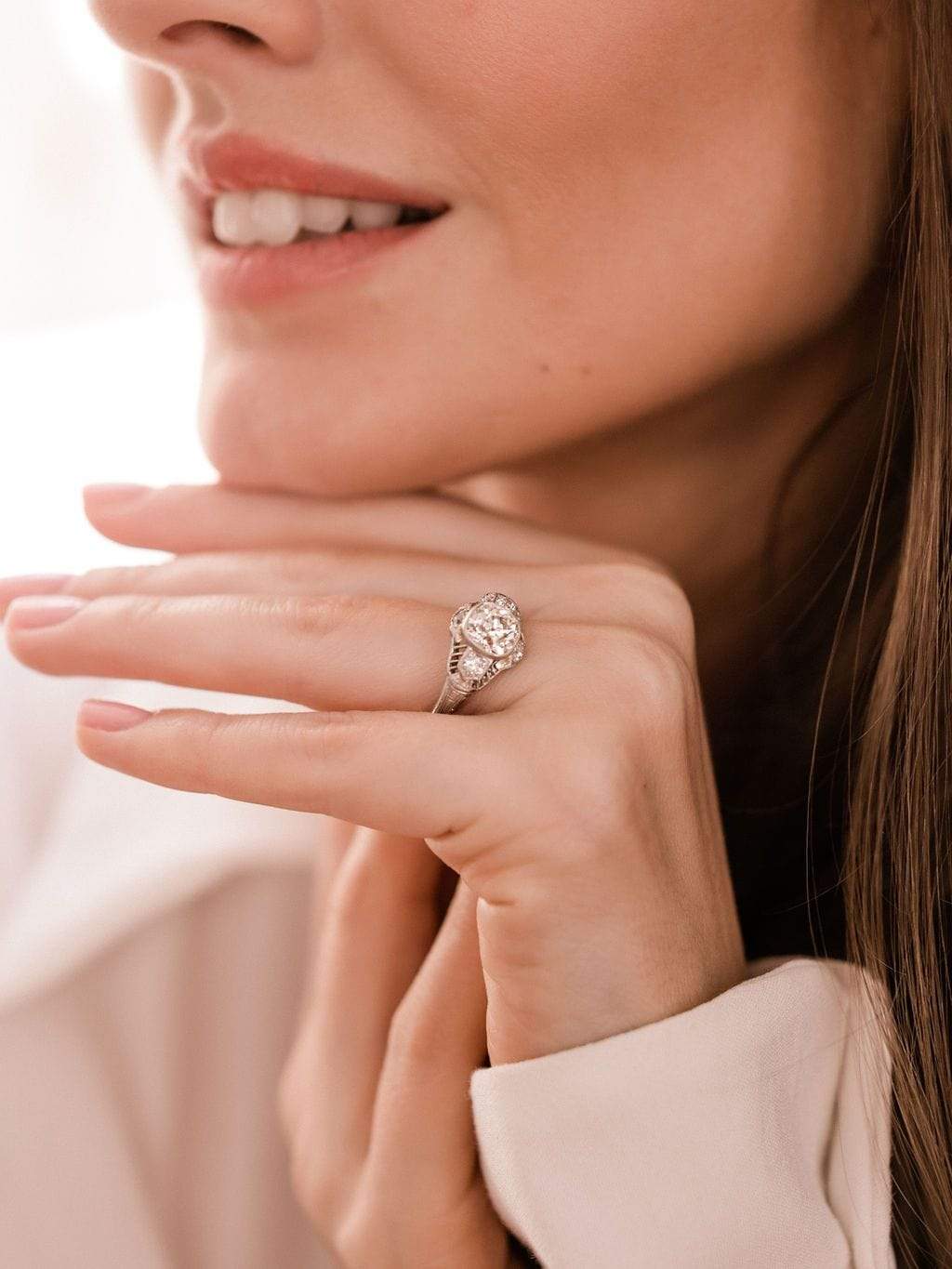 j-k-l color, si-i clarity in platinum setting