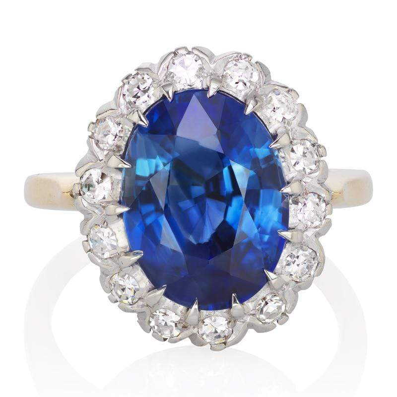 6.29 ct Sapphire Diamond Halo Engagement Ring