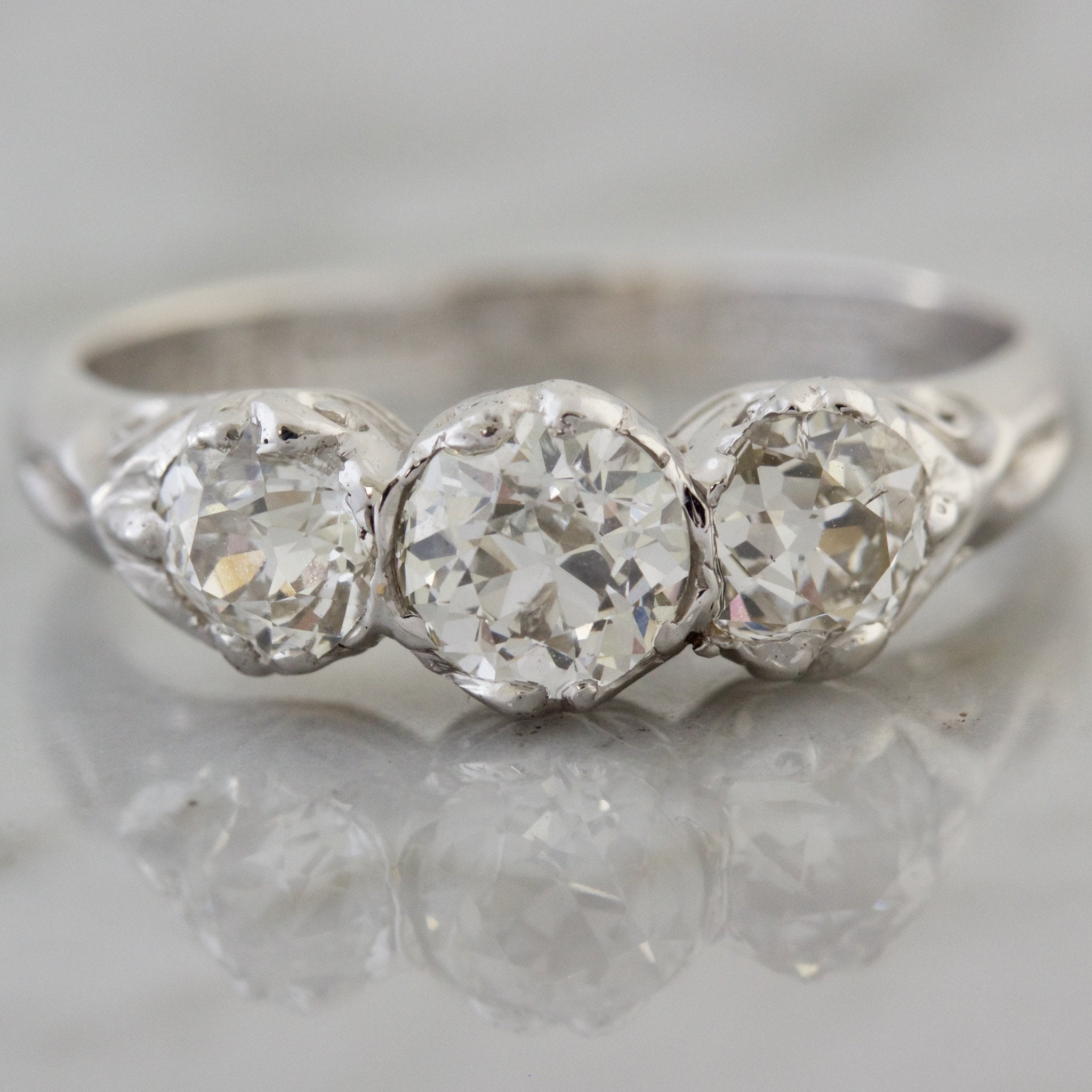 Three Stone Vintage Engagement Ring Circa 1900s | Victor Barbone