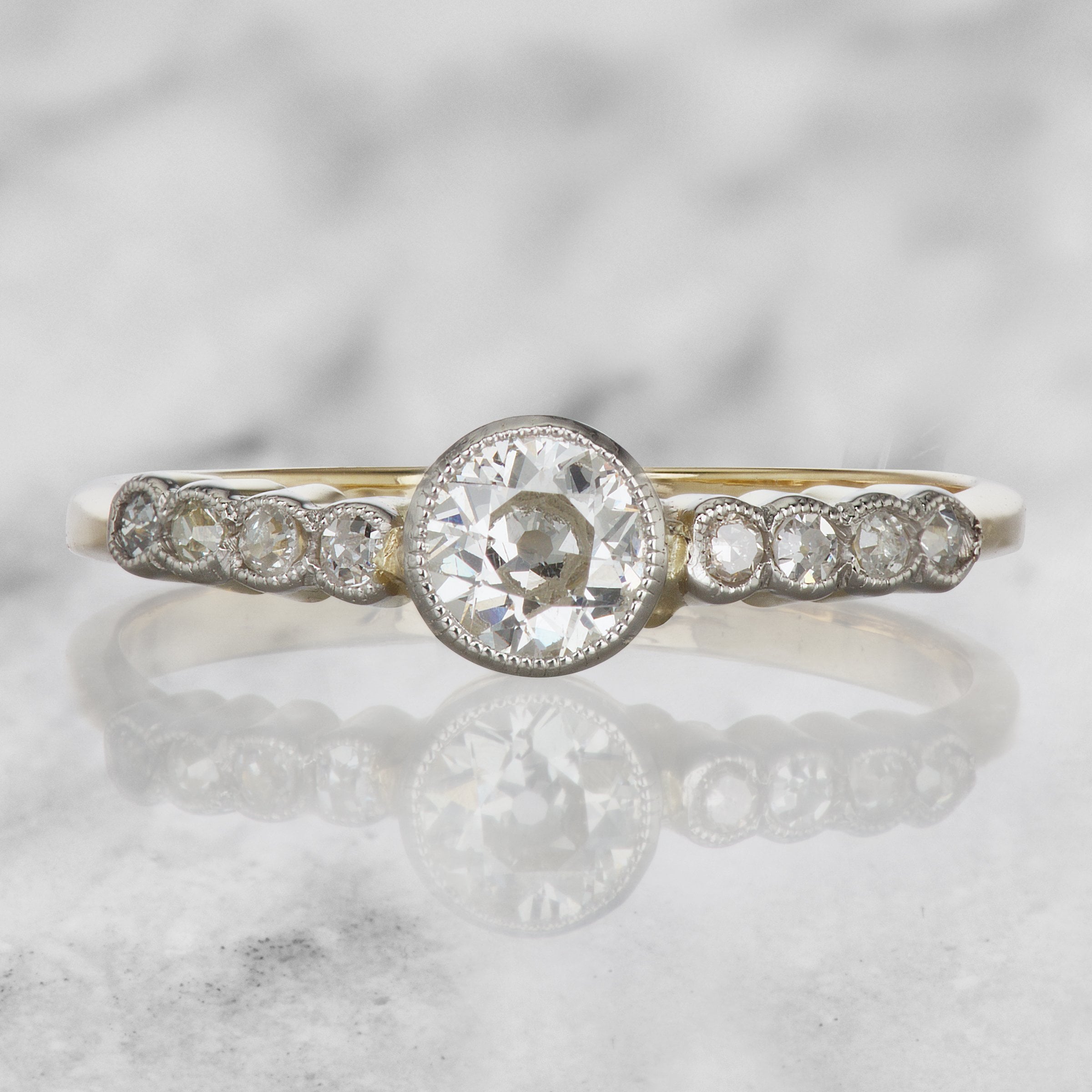 Bezel Diamond Engagement Ring With Side Stones | Victor Barbone
