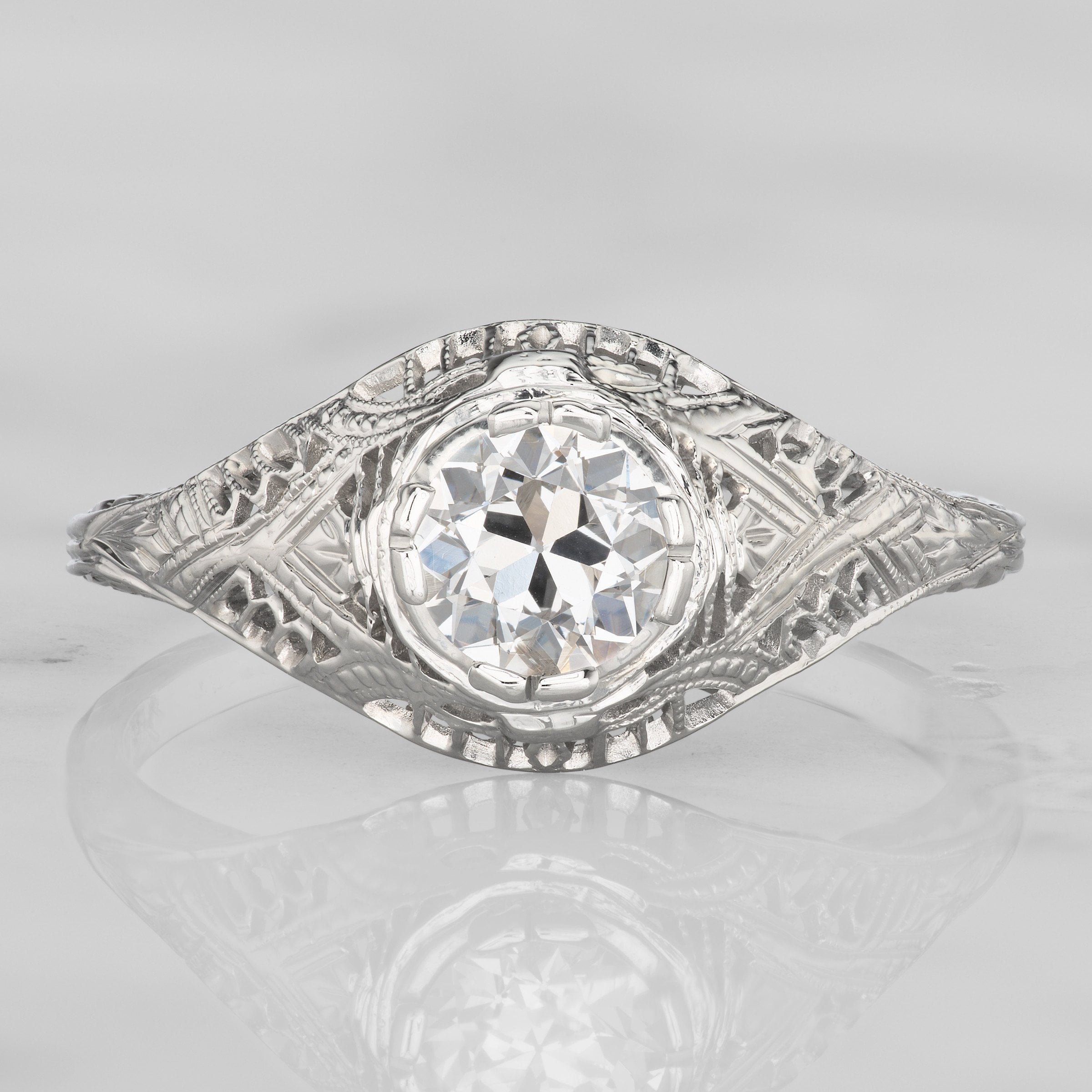 Detailed Diamond Engagement Ring Circa 1920 | Victor Barbone