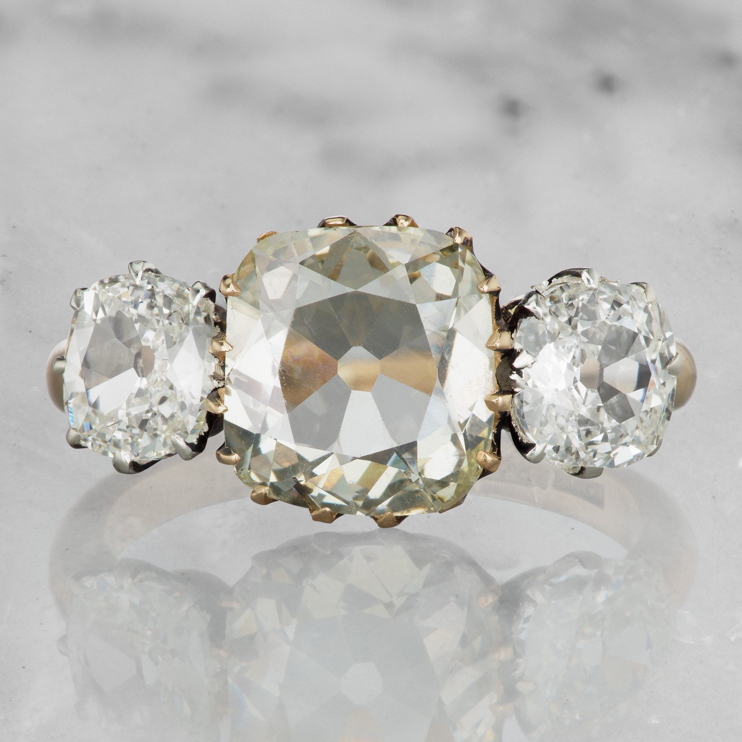 Three Stone Antique Engagement Ring - Circa 1900 | Victor Barbone
