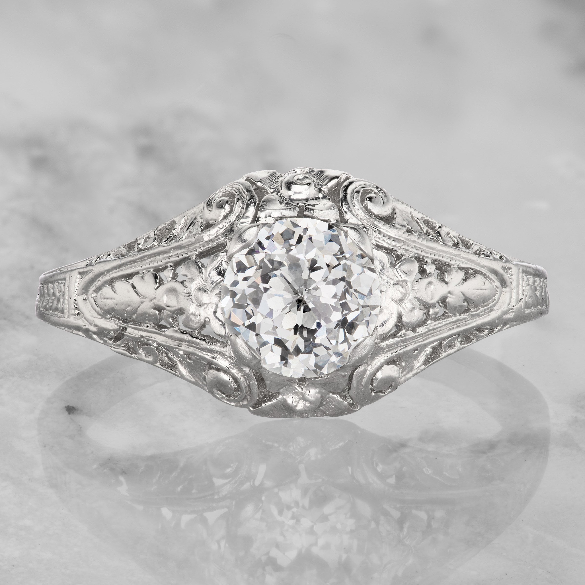 Vintage Scroll Engagement Ring Circa 1930 | Victor Barbone