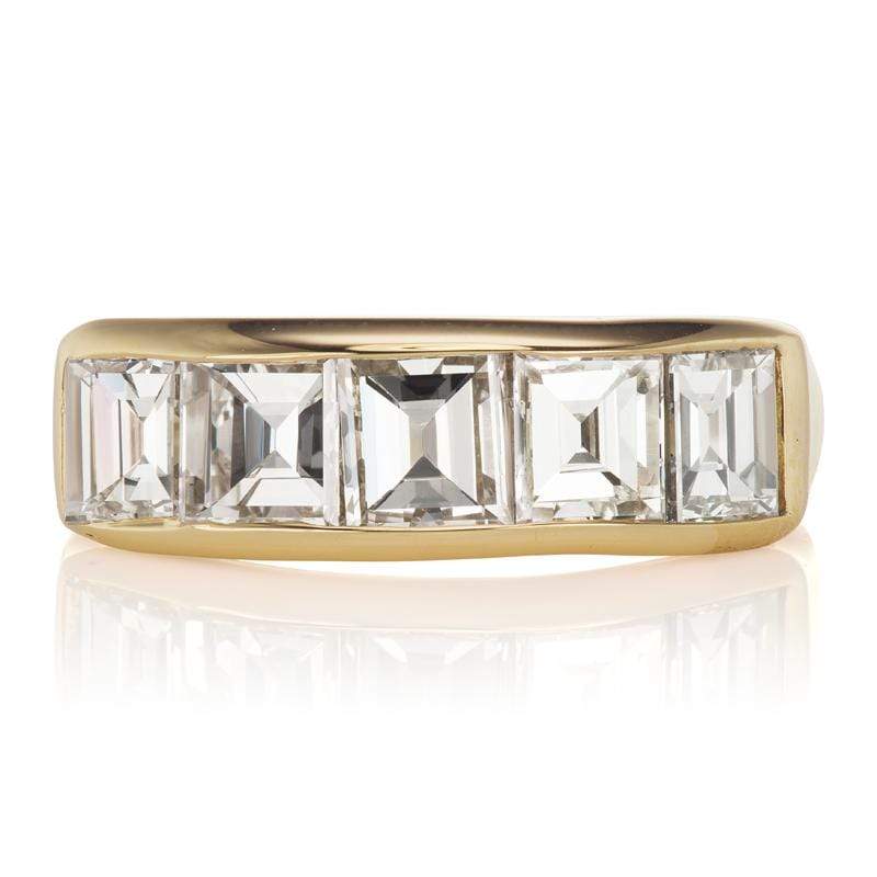 Channel Set 5 Carre Cut Diamond Engagement Ring