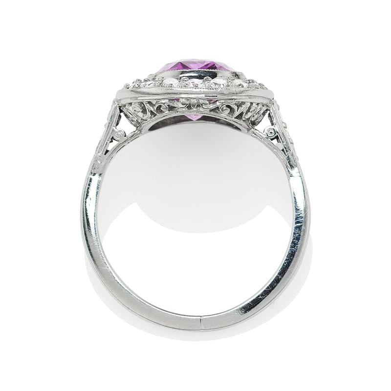 Unique 4.45 carat Purple Sapphire Antique Engagement Ring