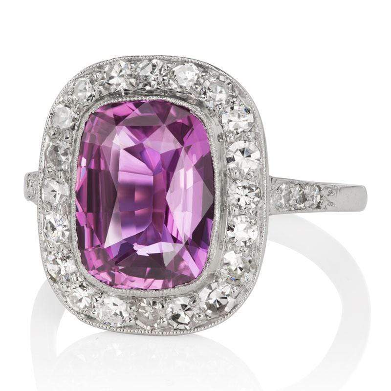 Unique 4.45 carat Purple Sapphire Antique Engagement Ring