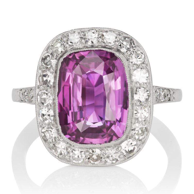 Unique 4.45 carat Purple Sapphire Antique Engagement Ring