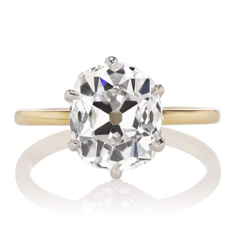 3.68 ct Colorless Old Mine Cut Diamond Ring