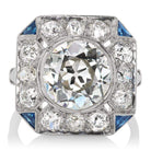 Unique Art Deco Era Diamond & Sapphire Ring 