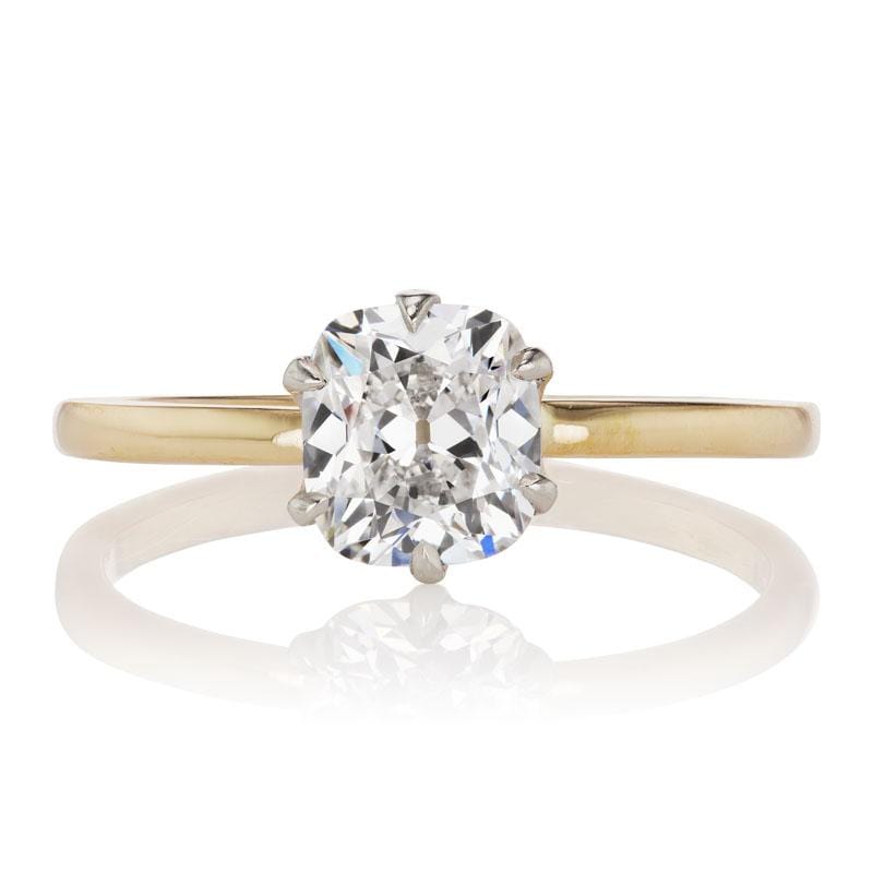 D color Antique Cushion Cut Engagement Ring