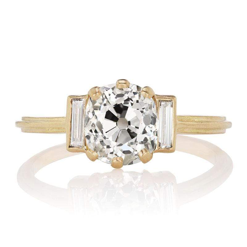 1.53 ct Diamond Flanked by Vertically-Set Diamond Baguettes