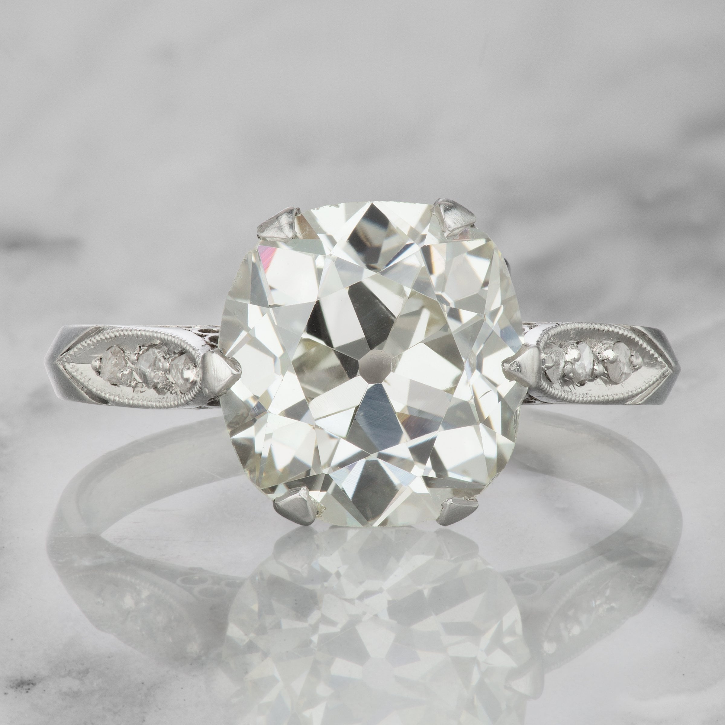 Cushion Cut Platinum Engagement Ring With Big Diamond | Victor Barbone
