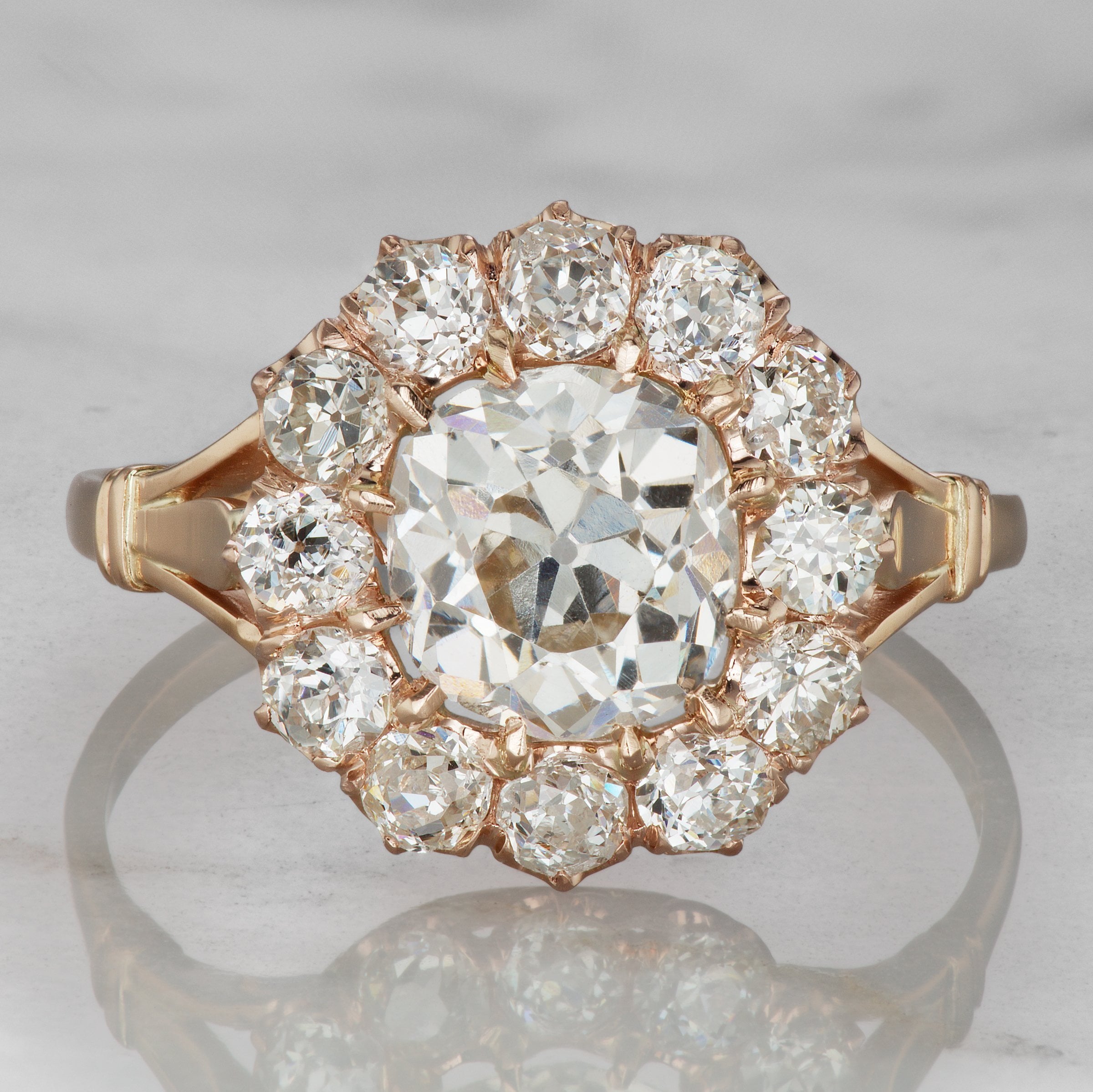 Cushion Cut Halo Split Shank Engagement Ring | Victor Barbone